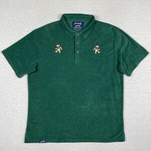 Grateful Dead Section 119 Terry Cloth Polo Mens XXL Green Dancing Bears Retro